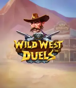  Step into the rugged world of "Wild West Duels" by Pragmatic Play, featuring a tough gunslinger ready for a showdown. The image displays a stern cowboy with crossed pistols, framed by a dusty Western town. His focused expression and authentic attire embody the spirit of the Old West. The game's title is clearly displayed in an ornate font, enhancing the exciting theme. 