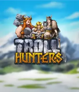 Immerse yourself in "Troll Hunters," where fierce Viking warriors stand ready to battle their foes. The logo features a pair of Vikings, male and female, armed and ready, overlooking a chilly mountainous backdrop. They emanate power and determination, symbolizing the core of the game's adventurous theme.